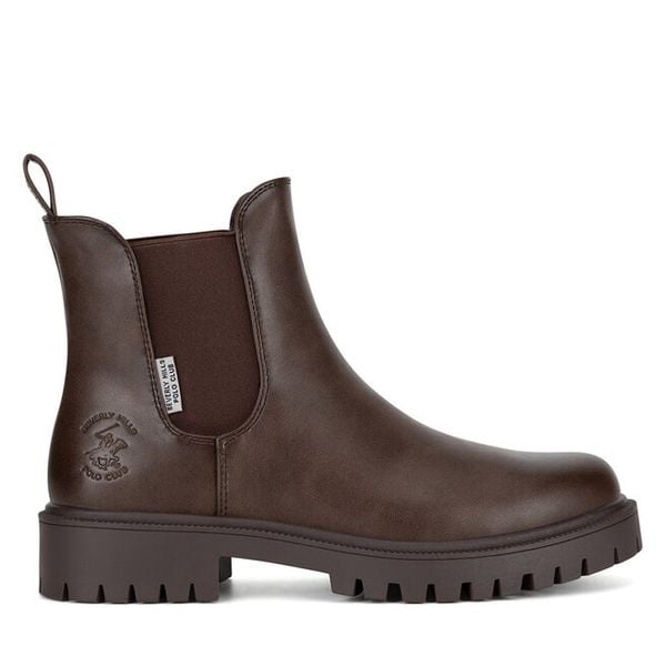 Sztyblety Beverly Hills Polo Club. Brązowe botki damskie Beverly Hills Polo Club, bez obcasa, na płaskiej podeszwie, bez zapięcia. Za 229.99 zł.