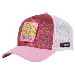 Czapka z daszkiem Capslab Barbie Glitter Trucker Pink/White - CL/BA1/2/CT/BA18. Czerwone czapki z daszkiem damskie CapsLab, bez wzorów. Za 109.00 zł.