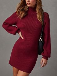 Milan Kiss Sukienka dzianinowa w kolorze bordowym rozmiar: XL. Czerwone sukienki damskie Milan Kiss, xl, bez wzorów, z dzianiny, bez kołnierzyka, bez ramiączek, mini. Za 165.99 zł.