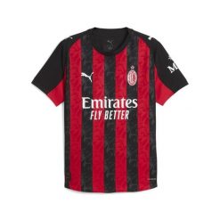 Męska autentyczna koszulka domowa AC Milan 25/26 PUMA For All Time Red Black. Czarne t-shirty sportowe męskie Puma, l, bez ramiączek, do piłki nożnej. Za 649.00 zł.