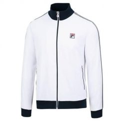 Bluza sportowa męska Fila Warm-up. Białe bluzy bez kaptura męskie Fila, bez wzorów, sportowe, bez kołnierzyka, bez ramiączek. Za 531.00 zł.