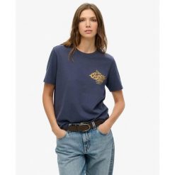 Koszulka damska Superdry Athletic. Niebieskie t-shirty damskie Superdry., s, bez wzorów, bez kołnierzyka. Za 152.55 zł.