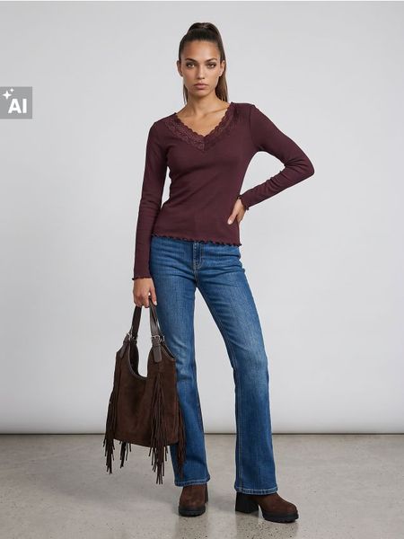 Bawełniana koszulka z koronkową aplikacją - czerwony. Czerwone t-shirty damskie Sinsay, l, z aplikacjami, z bawełny, bez kołnierzyka. Za 19.99 zł.
