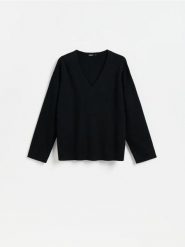 Sweter z lyocellem - czarny. Czarne swetry klasyczne damskie Reserved, l, z dzianiny, bez kołnierzyka. Za 139.99 zł.