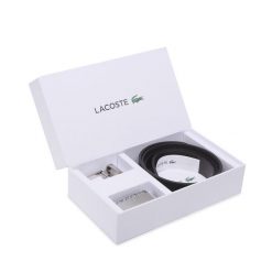 Pasek Lacoste. Czarne paski męskie Lacoste, bez wzorów. Za 439.99 zł.