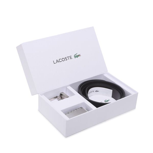 Pasek Lacoste. Czarne paski męskie Lacoste, bez wzorów. Za 439.99 zł.