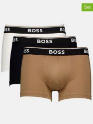 Hugo Boss Underwear Bokserki (3 pary) w kolorze jasnobrązowym, czarnym i białym rozmiar: S. Białe bokserki męskie Hugo Boss Underwear, bez wzorów. Za 87.40 zł.