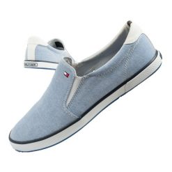 Buty sportowe trampki do chodzenia wsuwane męskie Tommy Hilfiger. Niebieskie trampki i tenisówki męskie ANATOMISCH INSOLES, bez wzorów, z materiału, bez zapięcia. Za 169.00 zł.