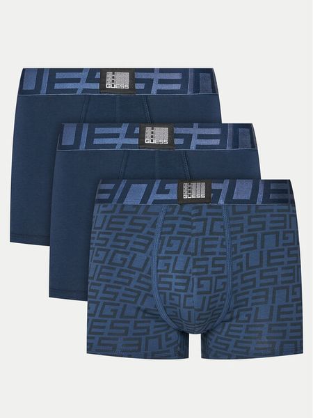 Guess Komplet bokserek U4RG01 K6YW0 Granatowy. Niebieskie bokserki męskie Guess, z aplikacjami, z bawełny. Za 214.99 zł.