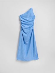 Sukienka na jedno ramię - wielobarwny. Sukienki damskie Reserved, l, bez wzorów, z tkaniny, bez kołnierzyka, bez ramiączek, midi, rozkloszowane. Za 159.99 zł.