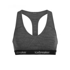 Biustonosz termoaktywny icebreaker Sprite Racerback Gritstone. Szare biustonosze sportowe damskie Icebreaker, bez wzorów. Za 139.99 zł.