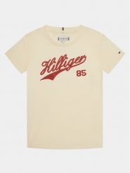 Tommy Hilfiger T-Shirt Hilfiger Script Tee S/S KG0KG07718 Écru Regular Fit. Koszulki dziewczęce Tommy Hilfiger, s, bez wzorów, z bawełny, bez ramiączek. Za 89.99 zł.