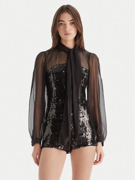 Bardot Kombinezon Daveen 60089PB Czarny Regular Fit. Czarne kombinezony damskie BARDOT, bez wzorów, z syntetyku, bez kołnierzyka, bez ramiączek. Za 689.99 zł.