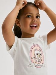 T-shirt Koci Domek Gabi - złamana biel. Koszulki dziewczęce Reserved, m, bez wzorów, z bawełny, bez ramiączek. Za 35.99 zł.