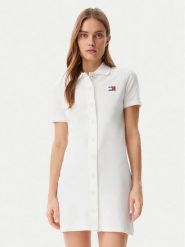 Tommy Jeans Sukienka codzienna Badge DW0DW20302 Écru Regular Fit. Sukienki damskie Tommy Jeans, na co dzień, xs, bez wzorów, z bawełny, bez kołnierzyka, bez ramiączek, koszulowe. Za 279.99 zł.