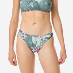 Dół kostiumu kąpielowego surfingowego damski Decathlon Nina Numea. Zielone bikini damskie Decathlon, bez wzorów. Za 39.99 zł.