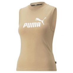 Koszulka Kobieta Puma Ess Slim Logo beżowy. Brązowe bluzki damskie Puma, l, bez kołnierzyka, bez ramiączek. W wyprzedaży za 92.55 zł.