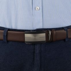 Pasek męski skórzany 3,5 cm klamra automatyczna Beltimore brązowy 02-567 : Kolory - brązowy, beżowy, Rozmiar pasków - r.110-125 cm. Brązowe paski męskie bez wzorów, ze skóry, wizytowe. Za 64.99 zł.
