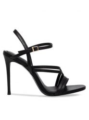 Eva Minge Sandały CATHERINE-S9050-118 Czarny. Czarne sandały damskie Eva Minge, bez wzorów, ze skóry, bez obcasa, na szpilce. Za 279.99 zł.