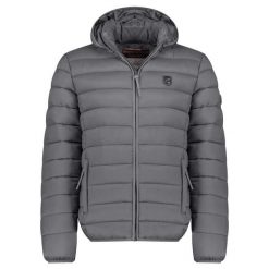 Kurtka męska Geographical Norway AMIGOTAL HOOD, ciemnoszara. Szare kurtki męskie Geographical Norway, m, bez wzorów, z polaru, sportowe. Za 179.00 zł.