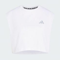 Koszulka adi365 Running Essentials Crop. Białe bluzki damskie Adidas, uniwersalny, bez wzorów, z bawełny, bez kołnierzyka. Za 99.95 zł.