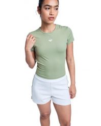 Koszulka z krótkim rękawem damska RISE & VIBE. Zielone t-shirty damskie Roxy, xs, bez wzorów, z elastanu, bez kołnierzyka. Za 118.99 zł.