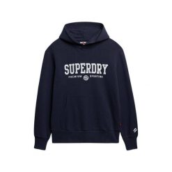Bluza z kapturem Superdry Core Sport. Niebieskie bluzy sportowe męskie Superdry., bez wzorów, klasyczne, bez kołnierzyka, bez ramiączek. Za 406.15 zł.