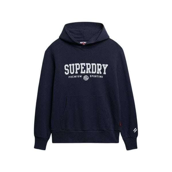 Bluza z kapturem Superdry Core Sport. Niebieskie bluzy sportowe męskie Superdry., bez wzorów, klasyczne, bez kołnierzyka, bez ramiączek. Za 406.15 zł.