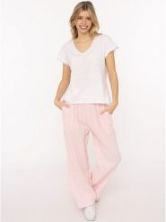 Zwillingsherz Muślinowe spodnie w kolorze jasnoróżowym rozmiar: onesize. Różowe spodnie materiałowe damskie Zwillingsherz, bez wzorów, z bawełny. Za 82.99 zł.