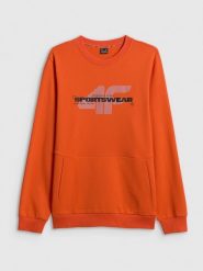 4F Bluza dresowa regular bez kaptura męska - pomarańczowa XL. Brązowe bluzy bez kaptura męskie 4f, m, z dresówki. Za 159.99 zł.
