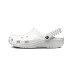 Japonki Crocs Classic, Dla obu płci. Białe klapki damskie Crocs, bez wzorów, z materiału, bez obcasa. Za 294.00 zł.