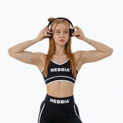 Top treningowy damski NEBBIA Support Sports Bra My Rules black. Czarne topy damskie Nebbia, bez wzorów, bez kołnierzyka. Za 129.99 zł.
