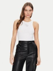 Guess Top W5GP57 KCV52 Biały Regular Fit. Białe topy damskie Guess, xxl, z aplikacjami, z syntetyku, bez kołnierzyka. Za 109.99 zł.