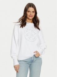 Guess Bluza W5RR40 Z26I2 Biały Regular Fit. Białe bluzy bez kaptura damskie Guess, xs, z wiskozy. Za 239.99 zł.