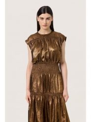 SAINT TROPEZ Sukienka "Elvie Layna" w kolorze miedzianym rozmiar: XL. Brązowe sukienki damskie Saint Tropez, xl, bez wzorów, bez kołnierzyka, bez ramiączek, midi. Za 139.87 zł.