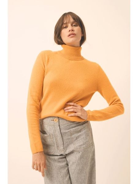 Just Cashmere Kaszmirowy sweter "Ava" w kolorze żółtym rozmiar: M. Żółte golfy damskie Just Cashmere, m, bez wzorów, z kaszmiru, bez ramiączek. Za 339.00 zł.