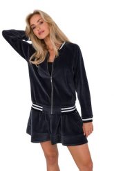 Bluza Bomberka z Weluru - Grafitowa. Szare bluzy bez kaptura damskie MOE, l, z bawełny. Za 344.90 zł.