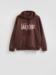 Bluza z nadrukiem - bordowy. Czerwone bluzy bez kaptura męskie Reserved, l, z bawełny. Za 149.99 zł.