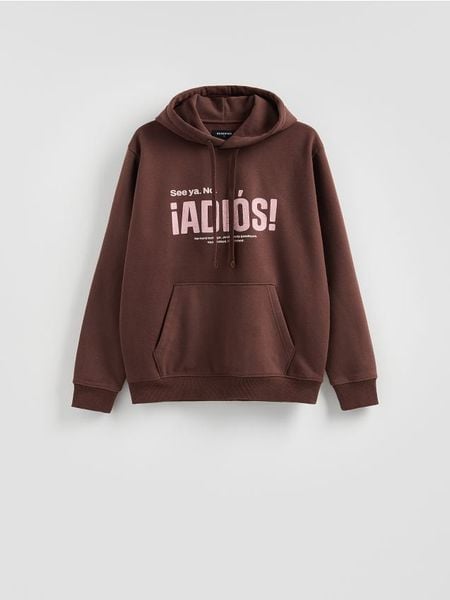 Bluza z nadrukiem - bordowy. Czerwone bluzy bez kaptura męskie Reserved, l, z bawełny. Za 149.99 zł.