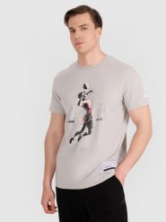 4F T-shirt regular z nadrukiem siatkarskim męski - szary L. Szare t-shirty męskie 4f, l, bez wzorów, z bawełny, bez kołnierzyka. Za 69.99 zł.