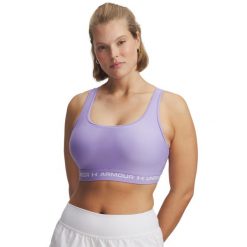Biustonosz treningowy Under Armour Crossback Mid transparent/white. Białe biustonosze sportowe damskie Under Armour, bez wzorów, z elastanu. Za 194.05 zł.