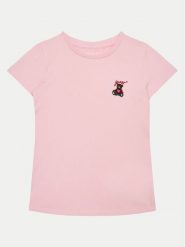 Guess T-Shirt J5RI44 J1314 Różowy Regular Fit. Czerwone koszulki dziewczęce Guess, z aplikacjami, z bawełny, bez ramiączek. Za 69.99 zł.