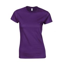 Koszulka Damska Z Miękkiej W Dotyku Bawełny Ringspun. Fioletowe bluzki damskie Gildan, xl, bez wzorów, z bawełny, bez kołnierzyka. Za 29.99 zł.