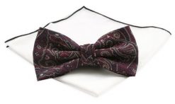 Mucha Męska z Białą Poszetką - Chattier - Bordo z Orientalnym Wzorem. Czerwone krawaty i muchy męskie Chattier, bez wzorów, z mikrofibry, eleganckie. Za 59.00 zł.