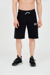 EA7 Męskie czarne shorty ze wstawkami. Czarne szorty męskie EA7 Emporio Armani, bez wzorów, z bawełny. W wyprzedaży za 208.99 zł.