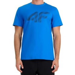 Koszulka męska 4F - bawełniany T-shirt, regular fit. Niebieskie t-shirty męskie 4f, m, bez wzorów, z bawełny, bez kołnierzyka. Za 59.99 zł.