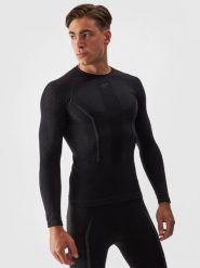 4F Bielizna termoaktywna bezszwowa z wełną Merino (góra) męska - czarna L/XL. Czarna bielizna termoaktywna męska 4f, l, bez wzorów, z dzianiny. Za 299.99 zł.
