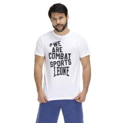T-shirt męski w starym kolorze Indigo. Białe t-shirty męskie LEONE 1947 APPAREL, m, bez wzorów, bez kołnierzyka. Za 96.83 zł.