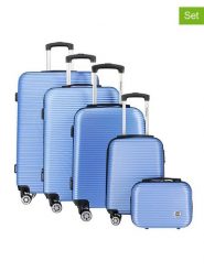 Geographical Norway 5-częściowy zestaw "Salomun" w kolorze błękitnym rozmiar: onesize. Niebieskie walizki Geographical Norway, bez wzorów, z materiału. Za 543.99 zł.