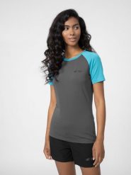 4F Koszulka szybkoschnąca z filtrem UV damska L. Szare t-shirty damskie 4f, l, bez wzorów, z dzianiny, bez kołnierzyka. Za 139.99 zł.